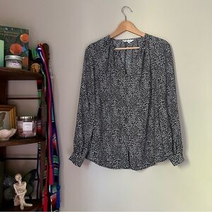Black and White Cheetah Print Long Sleeve Blouse